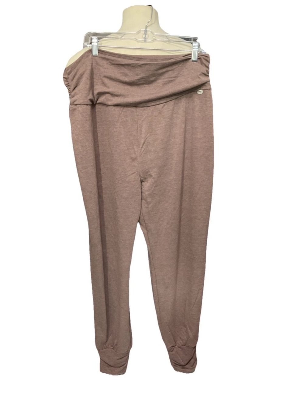 Tahari Sport Fold-Over Waist Training Joggers Brown Ruched Ankle Pants NWT 2X